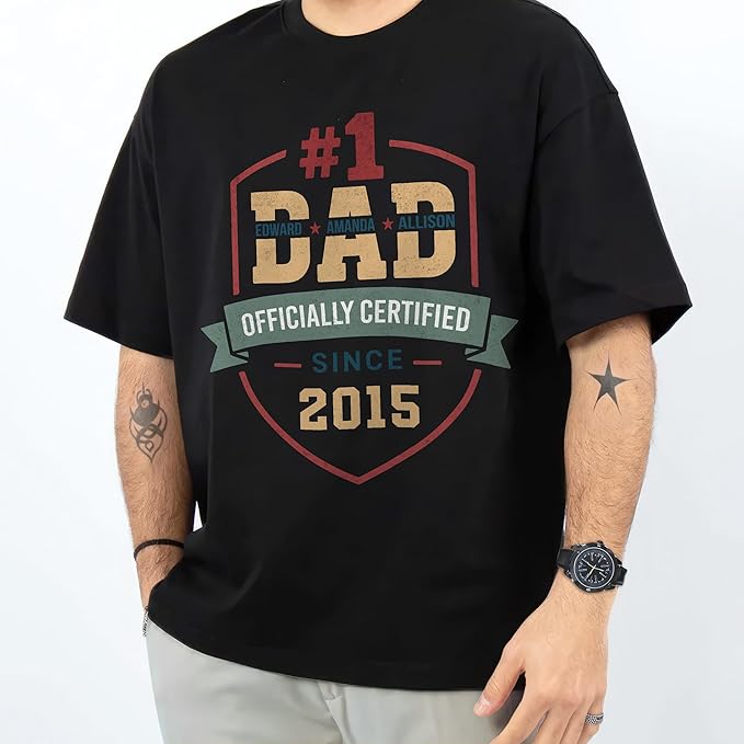 Mit & Mia Personalized for Dad Custom #1 Dad Shirts with Kids Name Shirt for Daddy Gifts Idea for Fathers Day from Wife Daughter and Son