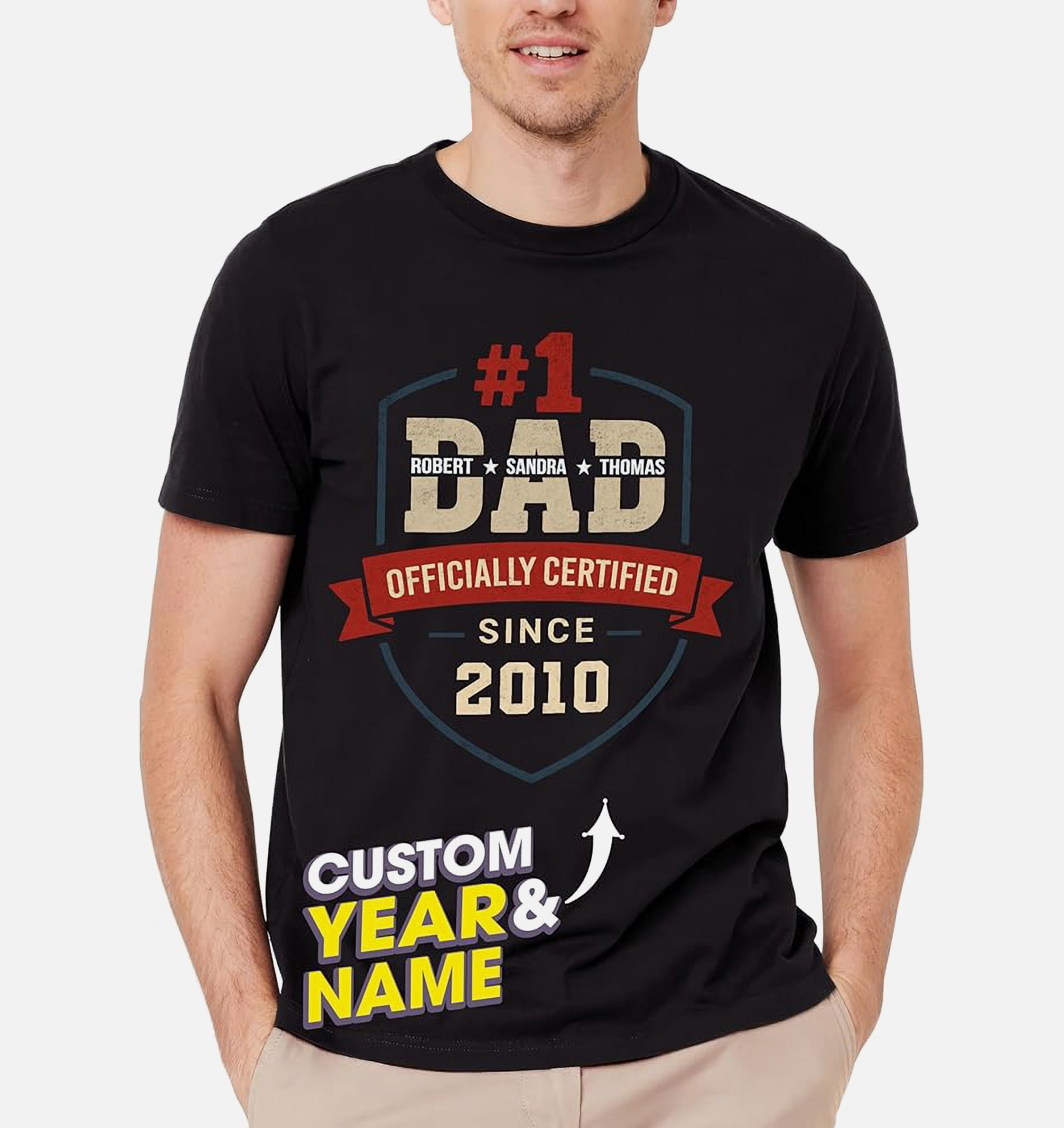 Mit & Mia Personalized for Dad Custom #1 Dad Shirts with Kids Name Shirt for Daddy Gifts Idea for Fathers Day from Wife Daughter and Son