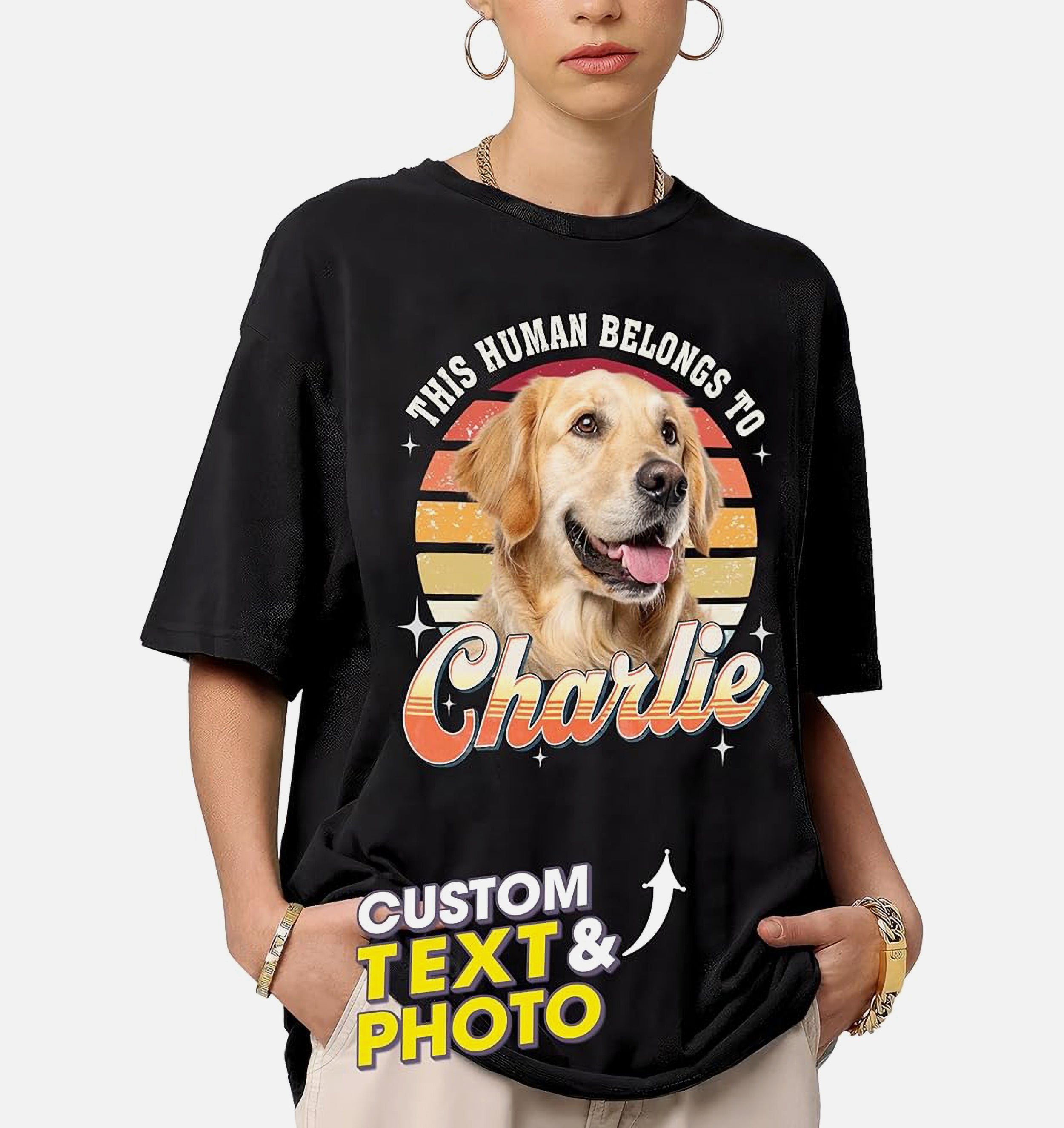 Mit & Mia Custom T Shirts, Custom Dog Shirt, Vintage Tee with Pet Photo for Boyfriend Girlfriend, Cat Mom Shirt, Customized Pet Shirts, Gift for Dog Cat Lovers