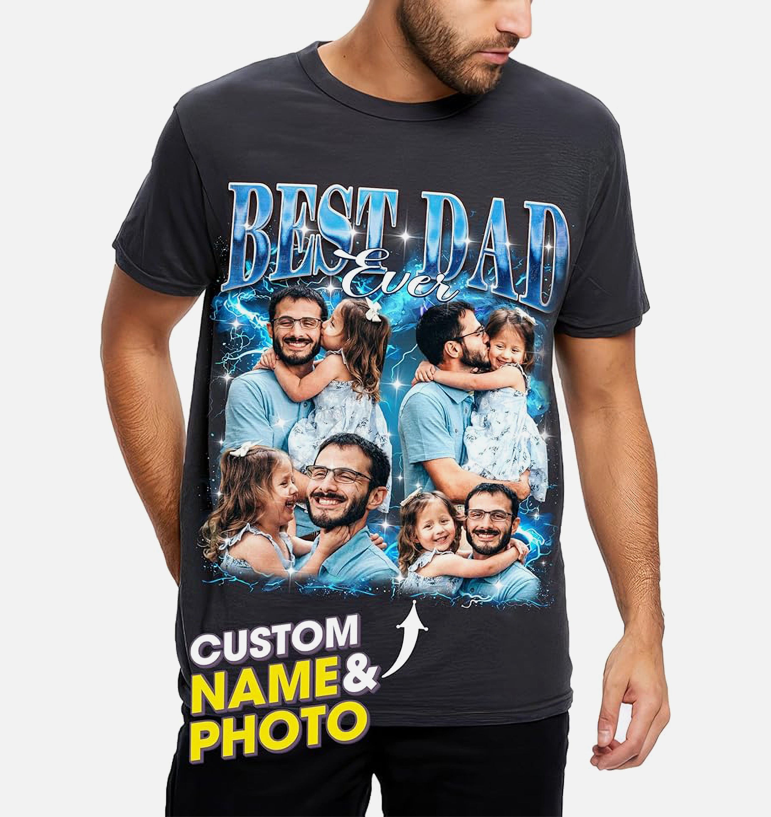 Custom Shirt for Dad Custom Shirt with Photos Fathers Day Christmas Shirt Custom Bootleg Rap Tee Vintage Shirt