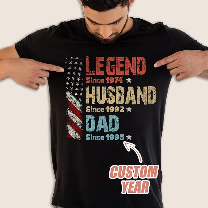 Mit & Mia Personalized Legend Husband Dad T-Shirt, Custom Papa Shirts for Men, Daddy Shirt, Custom Dad Shirts, Grandpa Legend Shirt with Kids Name