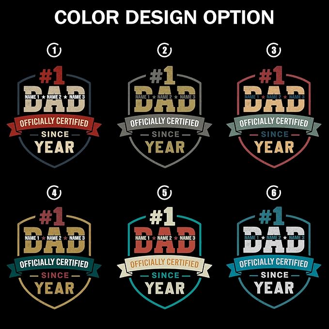 Mit & Mia Personalized for Dad Custom #1 Dad Shirts with Kids Name Shirt for Daddy Gifts Idea for Fathers Day from Wife Daughter and Son