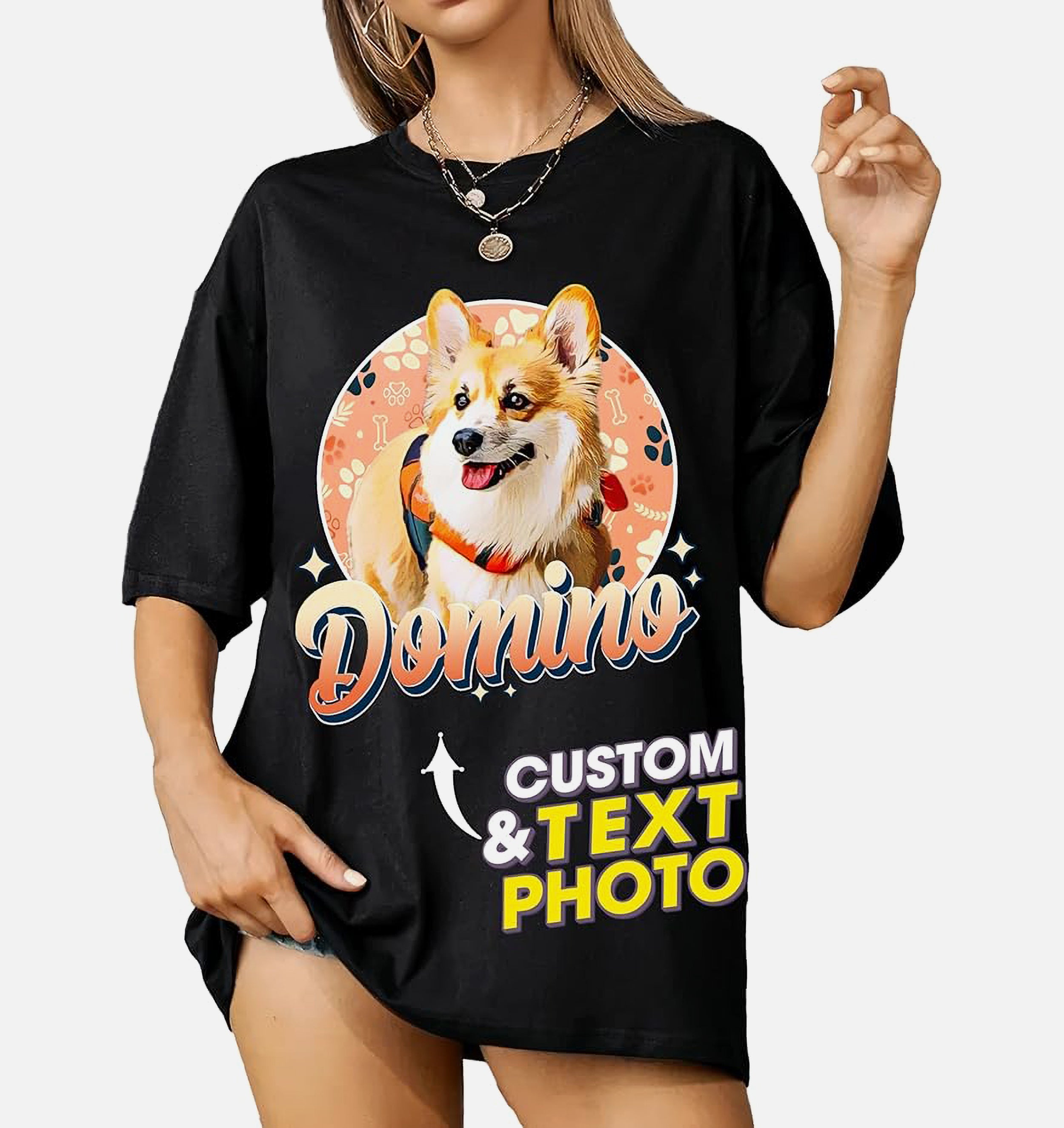 Mit & Mia Custom Shirts with Photo Custom Dog Shirt Vintage Shirt for Boyfriend Girlfriend Dog Mom Shirt Custom Pet Shirt Graphic Tees Gift for Dog Cat Lovers Dog Birthday