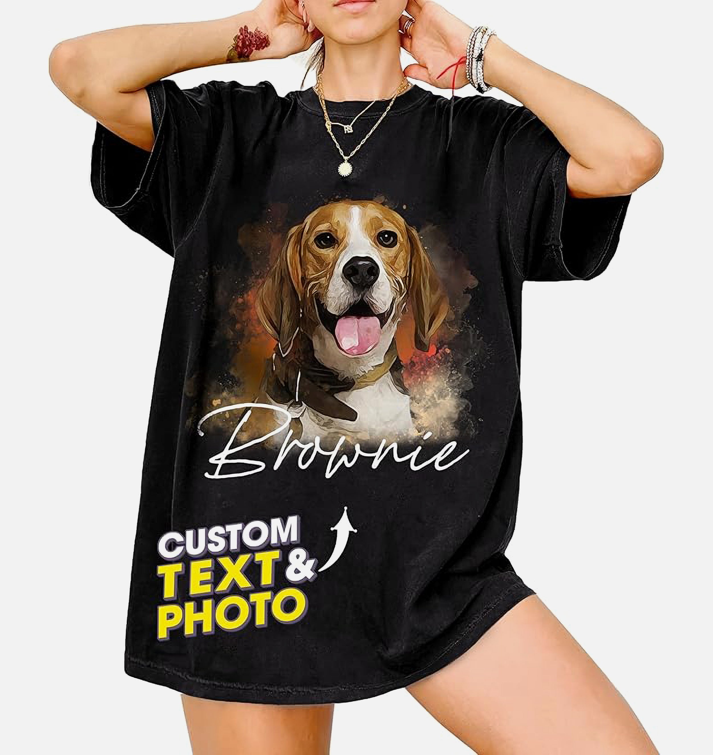 Mit & Mia Custom Dog Shirts Personalized Shirt with Face Photo Custom Pet Shirts 90s Vintage Shirt Unique Birthday Gifts for Dog Cat Lovers