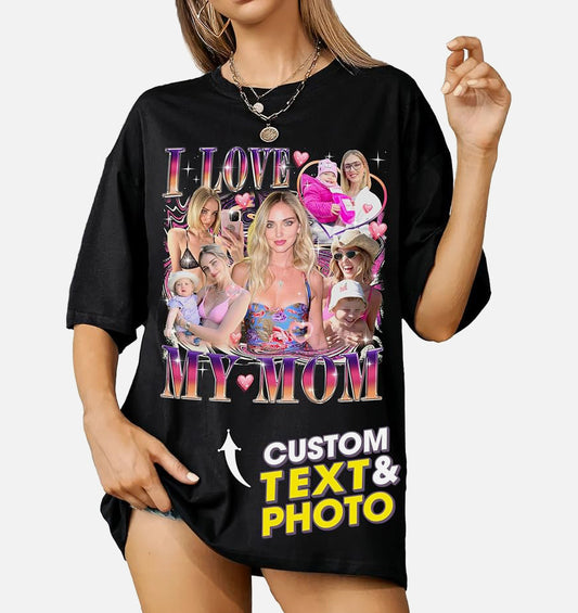 Mit & Mia Custom Your Own Bootleg Rap Tee for Mom Customize Tshirt with Photo Shirts for Mama Custom Face Shirt