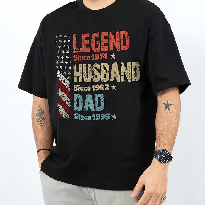 Mit & Mia Personalized Legend Husband Dad T-Shirt, Custom Papa Shirts for Men, Daddy Shirt, Custom Dad Shirts, Grandpa Legend Shirt with Kids Name