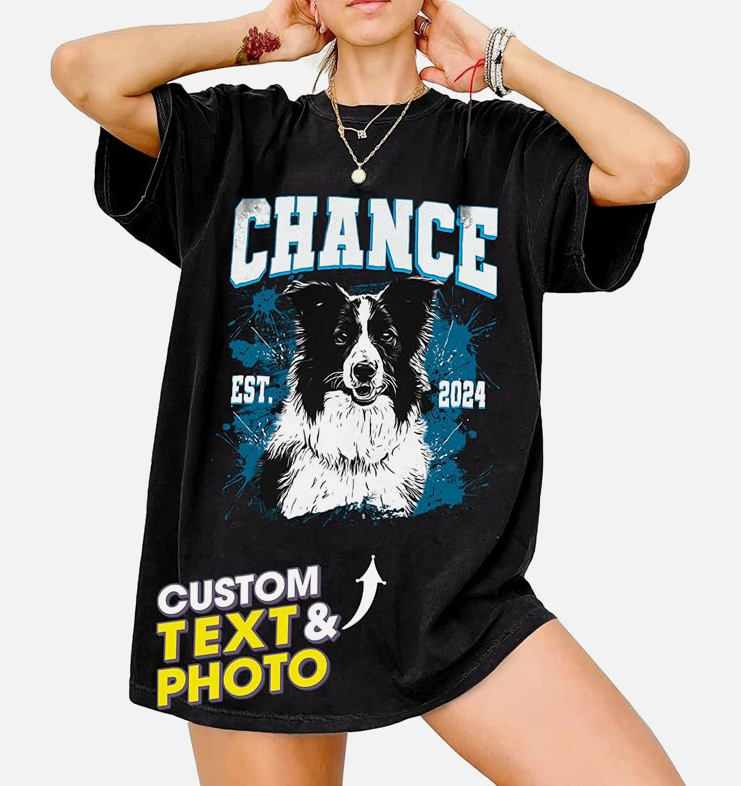 Mit & Mia Custom T Shirts with Photo Vintage Graphic Tees Custom Dog Shirt Unique Gifts for Dog Cat Lovers Custom Pet Shirt Birthday