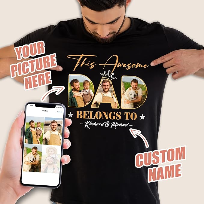 Custom Shirt for Dad Custom Shirt with Photos Fathers Day Christmas Shirt Custom Bootleg Rap Tee Vintage Shirt