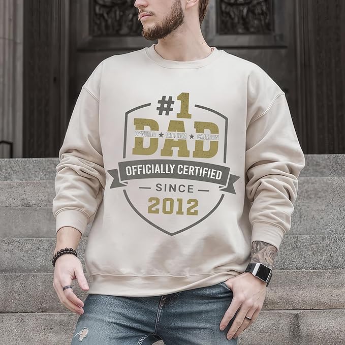 Mit & Mia Personalized for Dad Custom #1 Dad Shirts with Kids Name Shirt for Daddy Gifts Idea for Fathers Day from Wife Daughter and Son