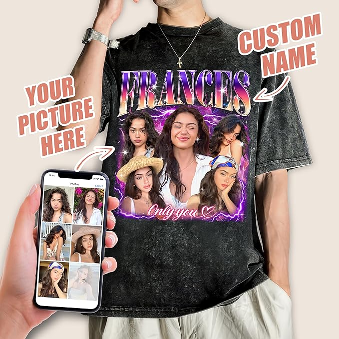 Custom Shirts for Boyfriend Custom Girlfriend Shirt Face Tshirt Vintage Graphic Shirt Gift Idea Birthday