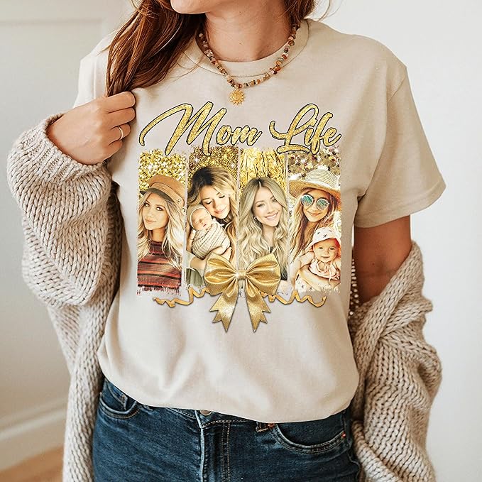 Mit & Mia Custom T Shirts for Mom Mama Shirt with Photos Vintage Tee Custom Funny Shirt for Mom