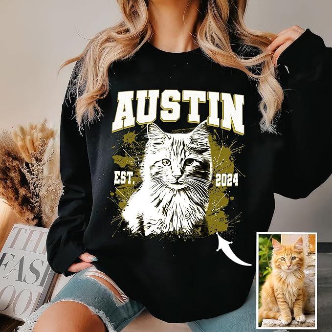 Mit & Mia Custom T Shirts with Photo Vintage Graphic Tees Custom Dog Shirt Unique Gifts for Dog Cat Lovers Custom Pet Shirt Birthday