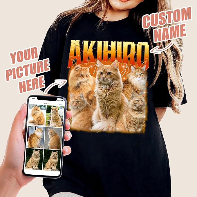 Mit & Mia Custom T Shirts, Custom Dog Shirt, Vintage Bootleg Rap Tee for Boyfriend Girlfriend, Cat Mom Shirt, Customized Pet Shirts, Gift for Dog Cat Lovers