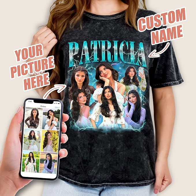 Custom Shirts for Boyfriend Custom Girlfriend Shirt Face Tshirt Vintage Graphic Shirt Gift Idea Birthday