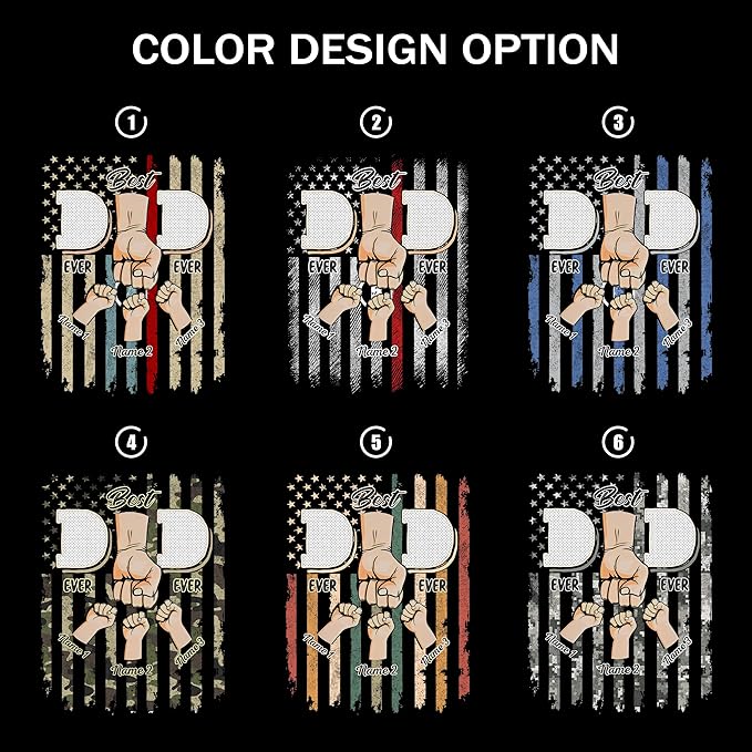 Mit & Mia Custom Fathers Day Shirts, Personalized Best Dad Ever T-Shirt with Kids Name, Custom Dad Grandpa Shirt with Photo, for Husband, Gift from Kids