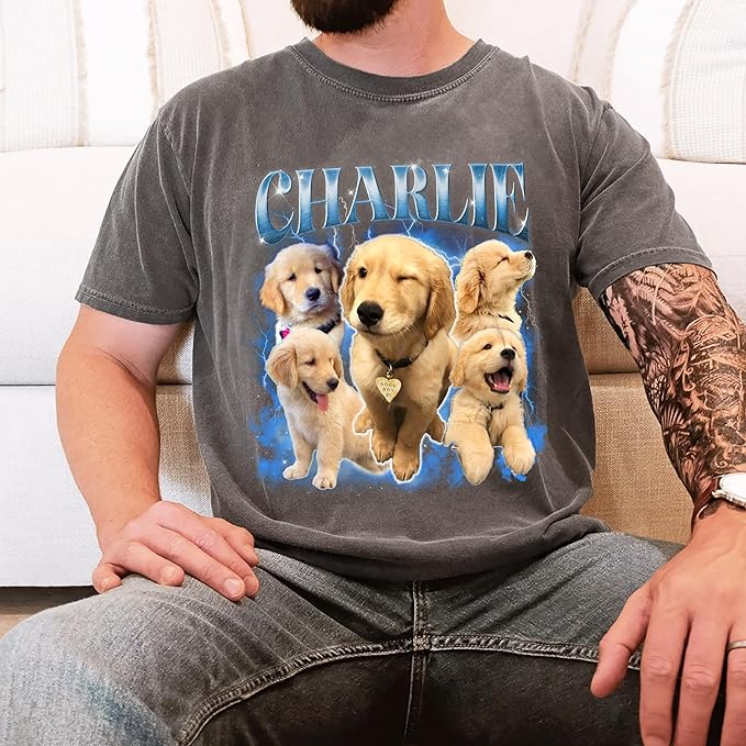 Mit & Mia Custom Your Pet Bootleg Rap Tee Shirts Custom Bootleg Shirt Photo 90s Vintage Shirt for Boyfriend Custom Graphic Tees Gift for Dog Cat