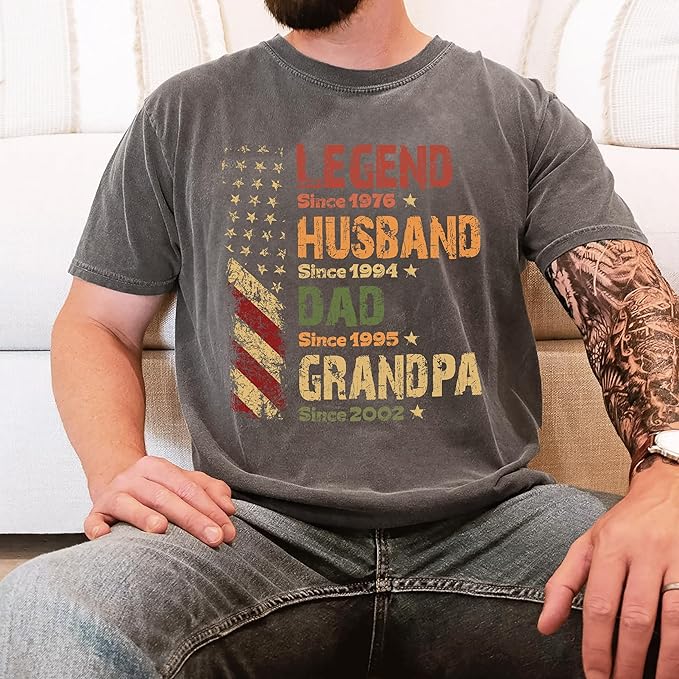 Mit & Mia Personalized Legend Husband Dad T-Shirt, Custom Papa Shirts for Men, Daddy Shirt, Custom Dad Shirts, Grandpa Legend Shirt with Kids Name