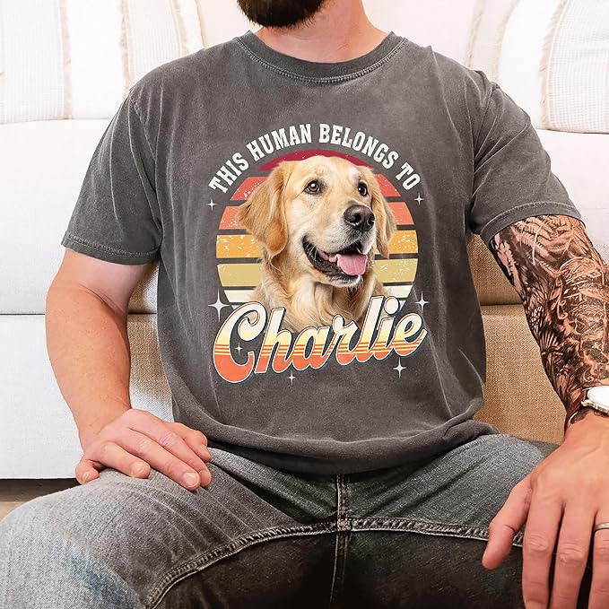 Mit & Mia Custom T Shirts, Custom Dog Shirt, Vintage Tee with Pet Photo for Boyfriend Girlfriend, Cat Mom Shirt, Customized Pet Shirts, Gift for Dog Cat Lovers