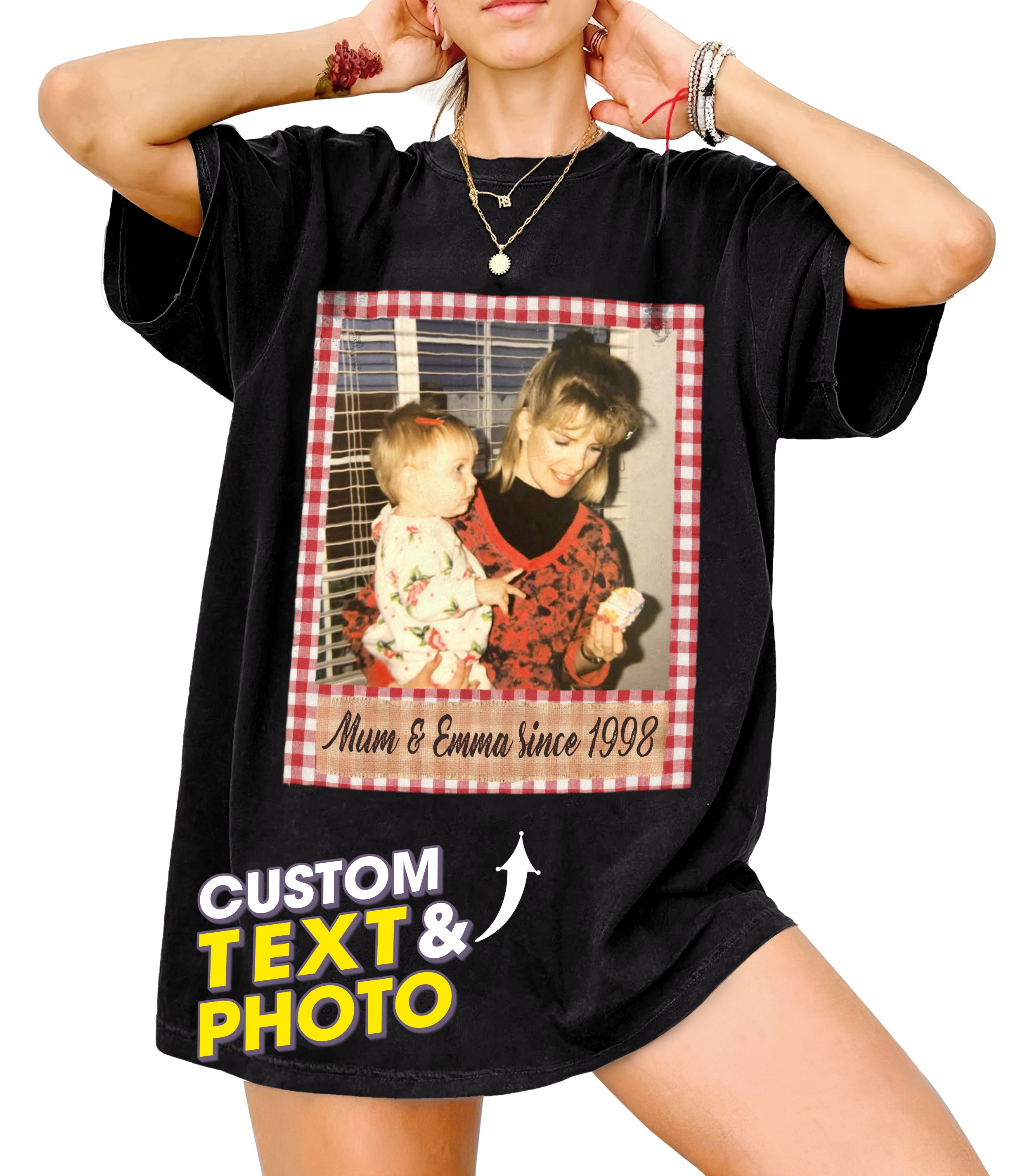 Mit & Mia Custom T Shirts Photo Vintage Mom Shirt for Mama Personalized Shirt with Picture Unique Ideas Gift for Mother Day from Daughter Son