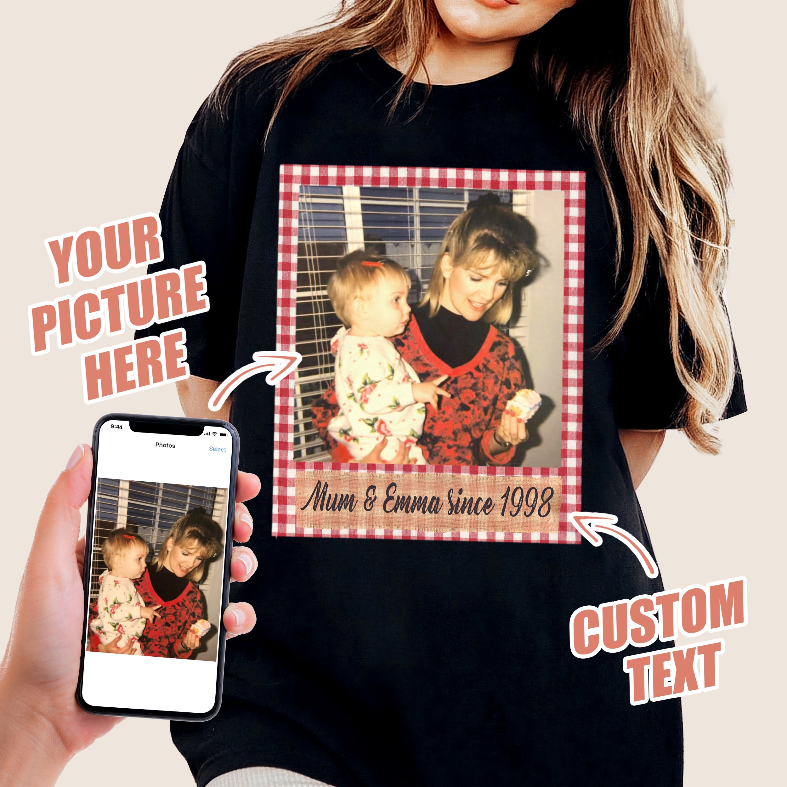 Mit & Mia Custom T Shirts Photo Vintage Mom Shirt for Mama Personalized Shirt with Picture Unique Ideas Gift for Mother Day from Daughter Son