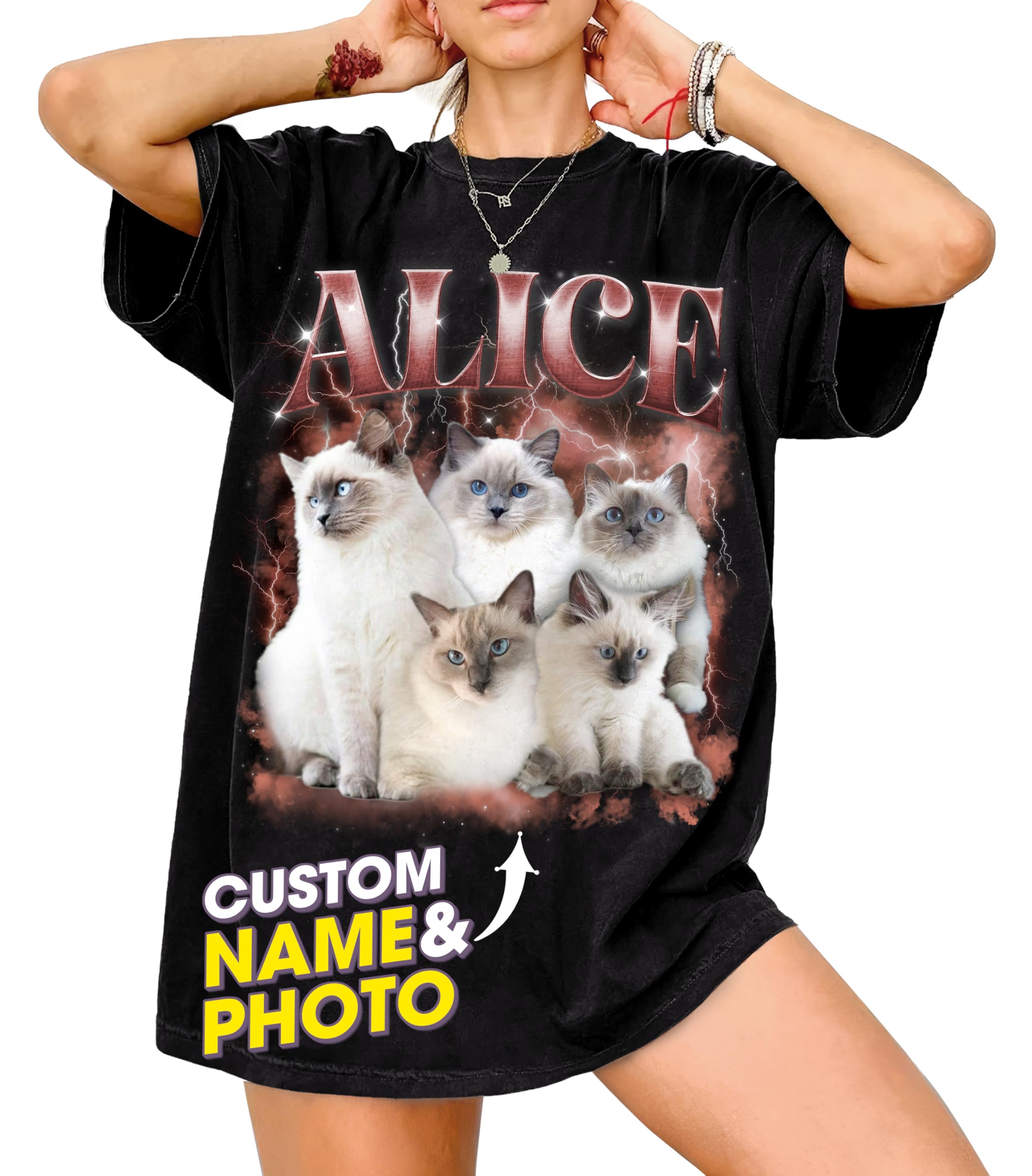 Mit & Mia Custom Your Pet Bootleg Rap Tee Shirts Custom Bootleg Shirt Photo 90s Vintage Shirt for Boyfriend Custom Graphic Tees Gift for Dog Cat Lover