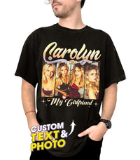 Custom T Shirts with Photo Custom Tee Personalized Shirts for Boyfriend with Vintage Girlfriend Face Shirt with Photo Gift Idea for Valentines Mother's Day