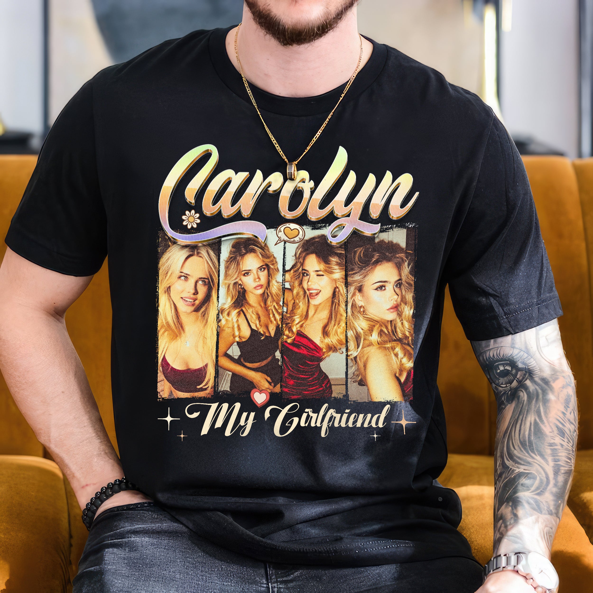 Custom T Shirts with Photo Custom Tee Personalized Shirts for Boyfriend with Vintage Girlfriend Face Shirt with Photo Gift Idea for Valentines Mother's Day
