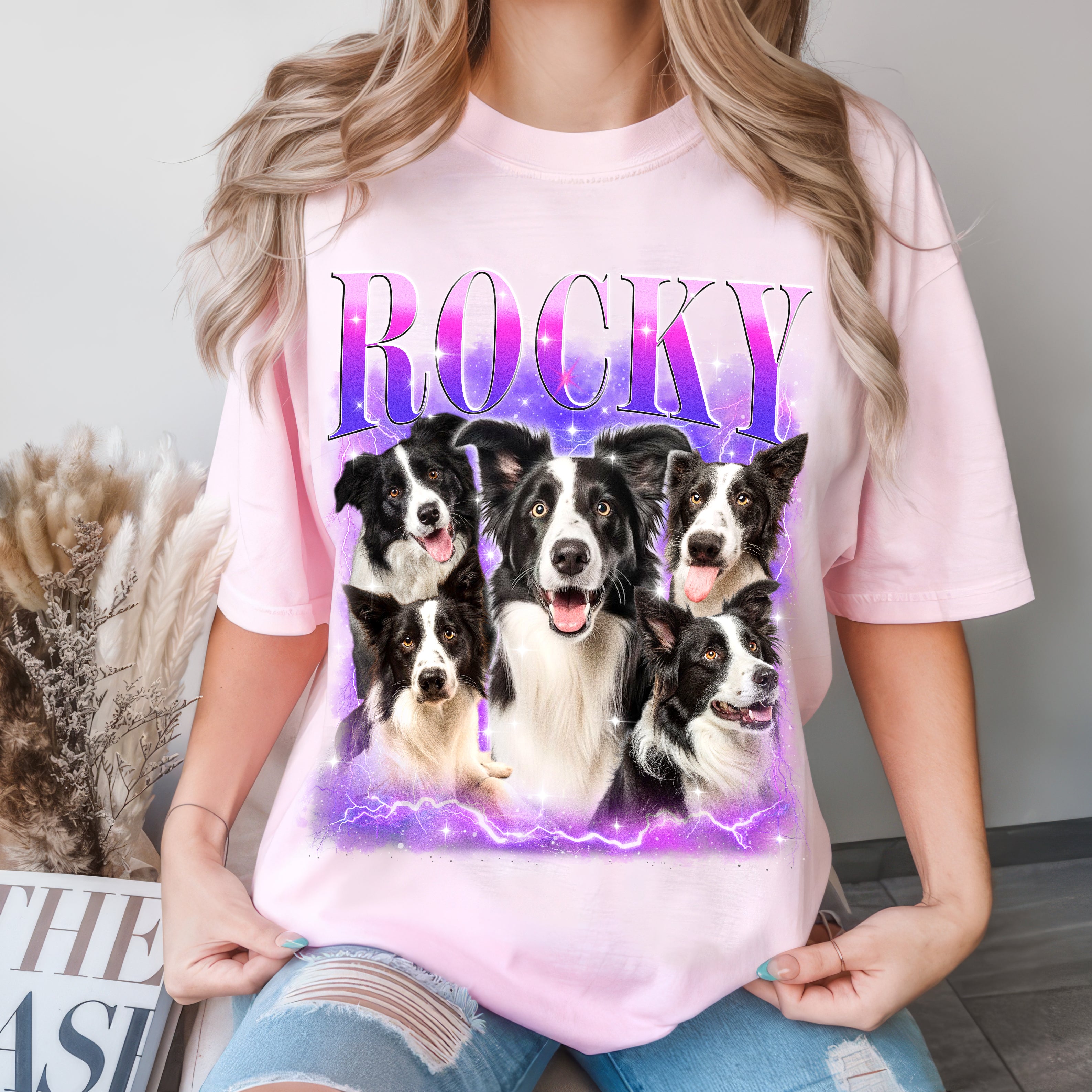 Mit & Mia Custom Your Own Bootleg Rap Tee Shirts Custom Bootleg Shirt Photo 90s Vintage Dog Shirt for Pet Lovers Graphic Tees Gifts for Dog Cat Lover