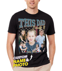 Personalized Dad Shirt Gift for Fathers Day Custom Bootleg Rap Tee Shirts Vintage Tee Custom Face Shirt Dad Shirt Gifts Idea for Fathers Day from Daughter and Son