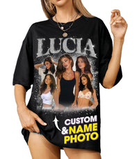 Mit & Mia Custom Your Own Bootleg Rap Tee Shirts Girlfriend Face Shirt Custom 90s Vintage Shirt for Boyfriend Custom Graphic Tees Valentine Birthday Gift