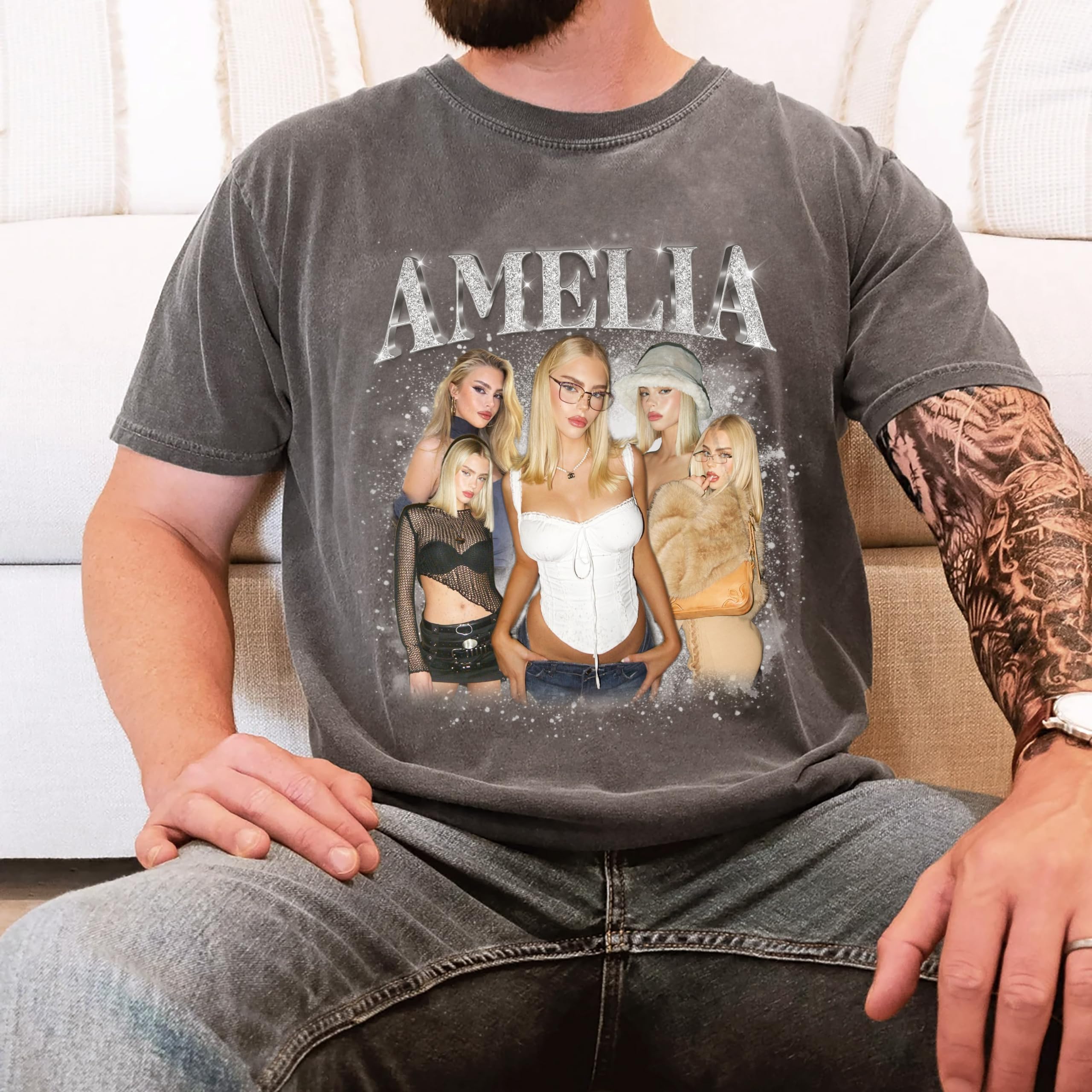 Mit & Mia Custom Your Own Bootleg Rap Tee Shirts Girlfriend Face Shirt Custom 90s Vintage Shirt for Boyfriend Custom Graphic Tees Valentine Birthday Gift