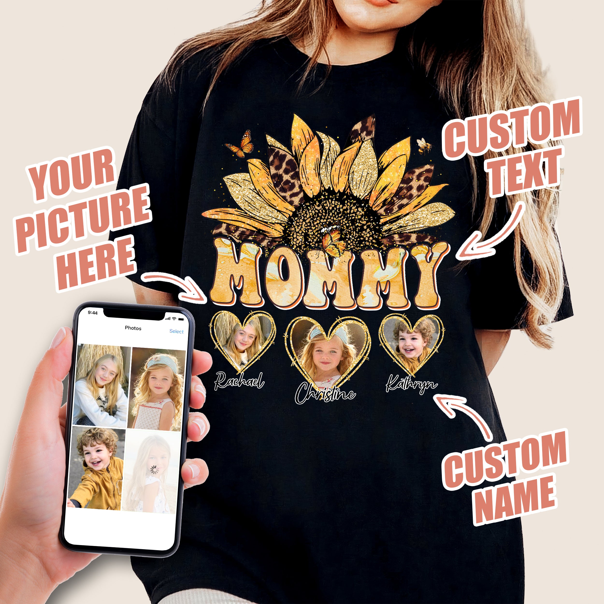 Custom Shirt for Mom, for Mom, Customize Tshirt with Photo, Shirts for Mama Vintage Tee Custom Face Shirt, Mother's Day Shirts for Women