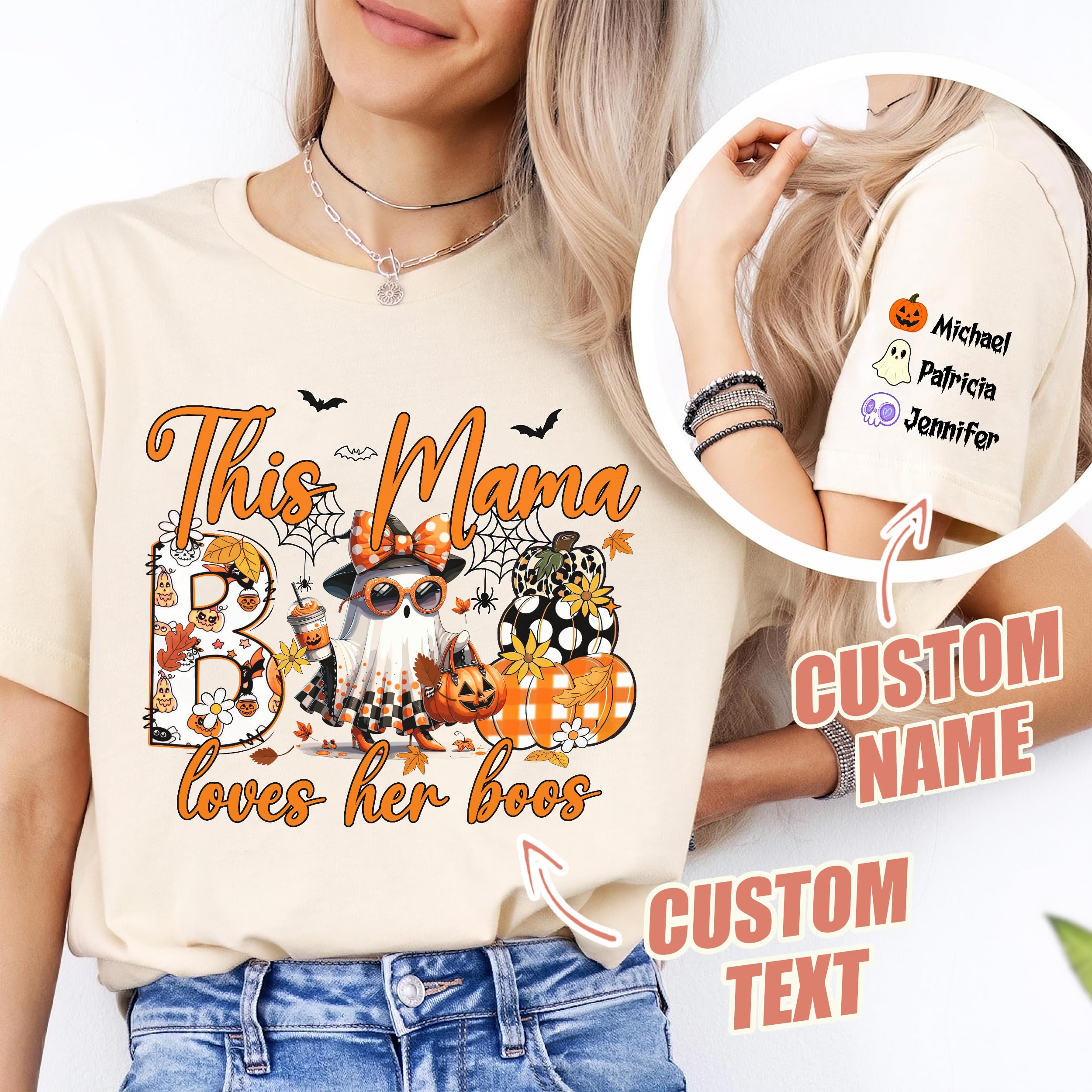 Custom Halloween Shirts for Women This Mama Loves Her Boos Shirt Halloween Personalized Fall Thanksgiving Gift Spooly Mama T Shirt