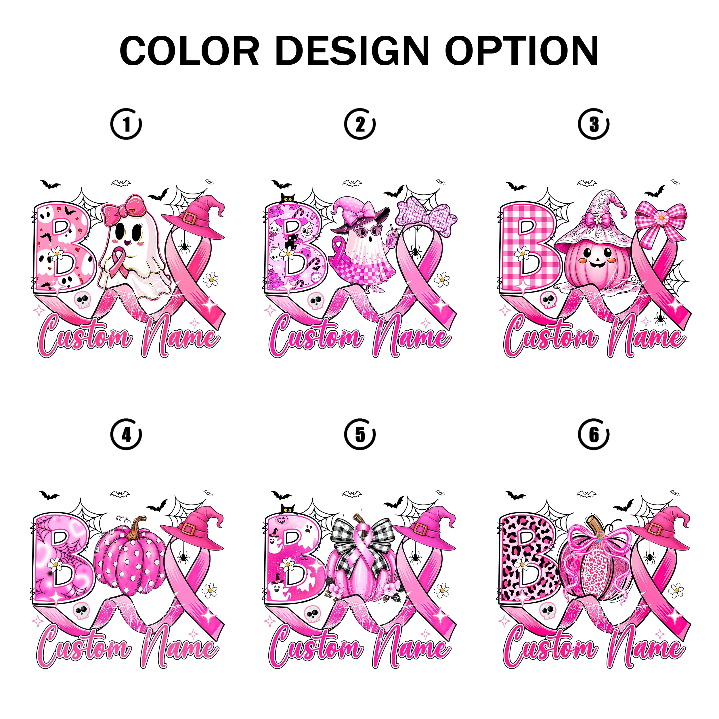 Personalized Boo Halloween Pumpkin Pink Ribbon Witch Breast Cancer T-Shirt Breast Cancer Awareness Shirts for Women in October We Wear Pink Shirt Warrior Tee