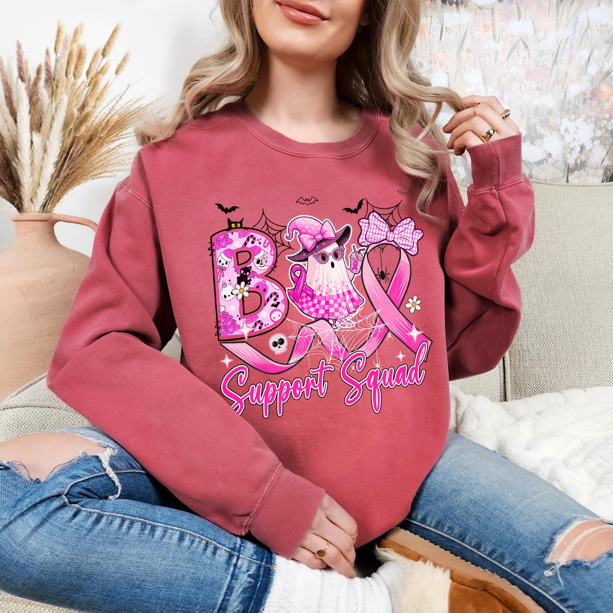 Personalized Boo Halloween Pumpkin Pink Ribbon Witch Breast Cancer T-Shirt Breast Cancer Awareness Shirts for Women in October We Wear Pink Shirt Warrior Tee