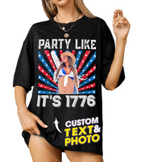 4th of July Shirt American Flag Shirts with Photo for Men Women 4th of July Graphic Tee Independence for Men Patriotic Shirts for Women