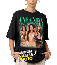 Mit & Mia Custom Bootleg Rap Tee Personalized Shirts for Boyfriend Girlfriend Custom Tee with Vintage Girlfriend Face Gift Idea for Birthday and Valentines Day