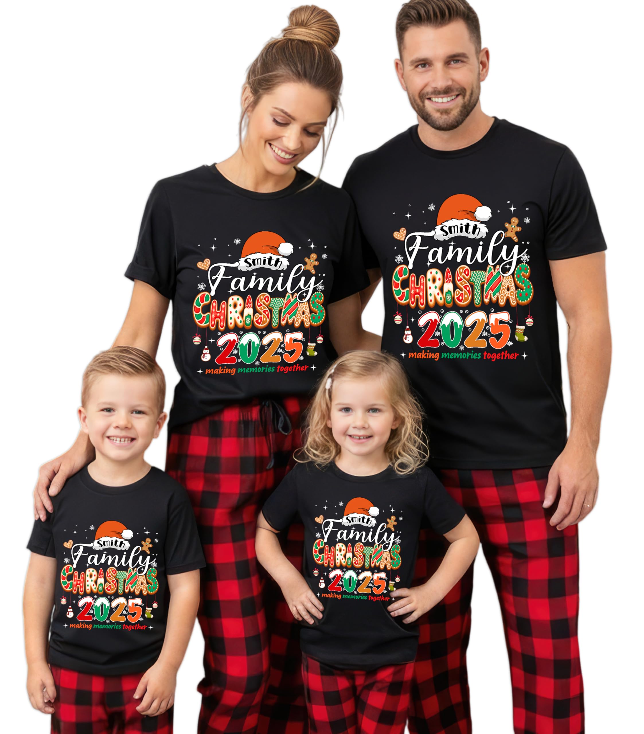 Custom Family Christmas 2025 Shirt Customize Sweater Custom Matching Family Christmas 2025 Shirts Matching Outfit Xmas Squad Santa T-Shirt