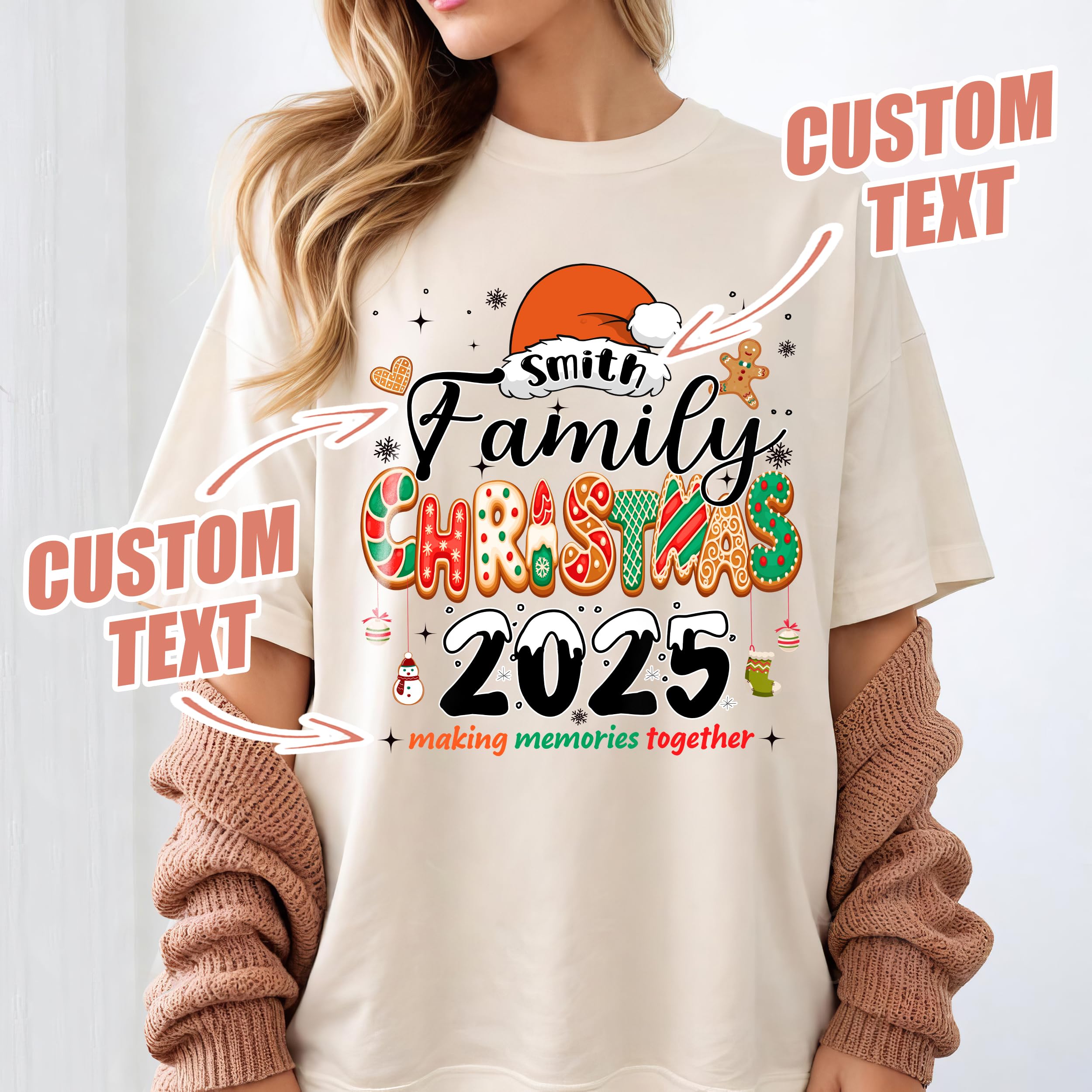 Custom Family Christmas 2025 Shirt Customize Sweater Custom Matching Family Christmas 2025 Shirts Matching Outfit Xmas Squad Santa T-Shirt