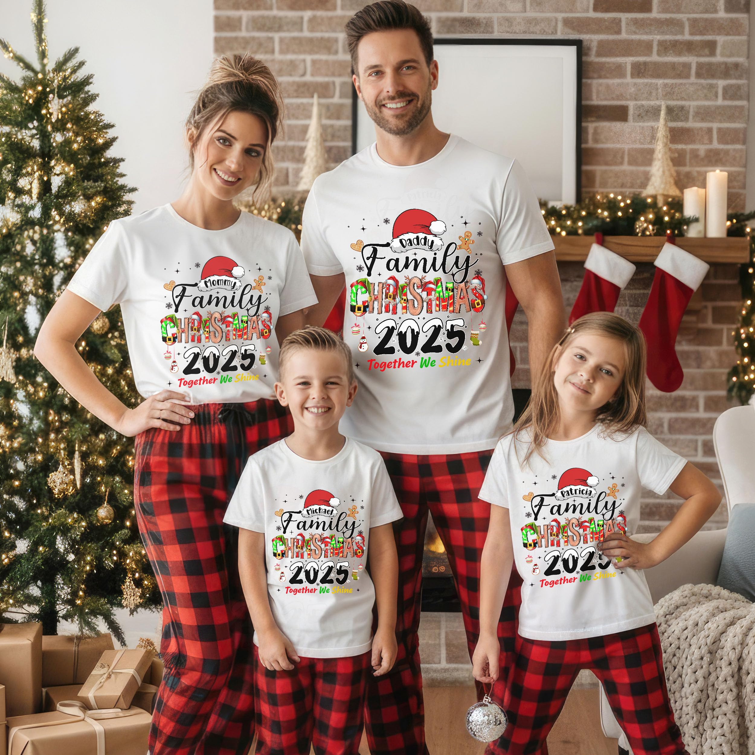 Custom Family Christmas 2025 Shirt Customize Sweater Custom Matching Family Christmas 2025 Shirts Matching Outfit Xmas Squad Santa T-Shirt