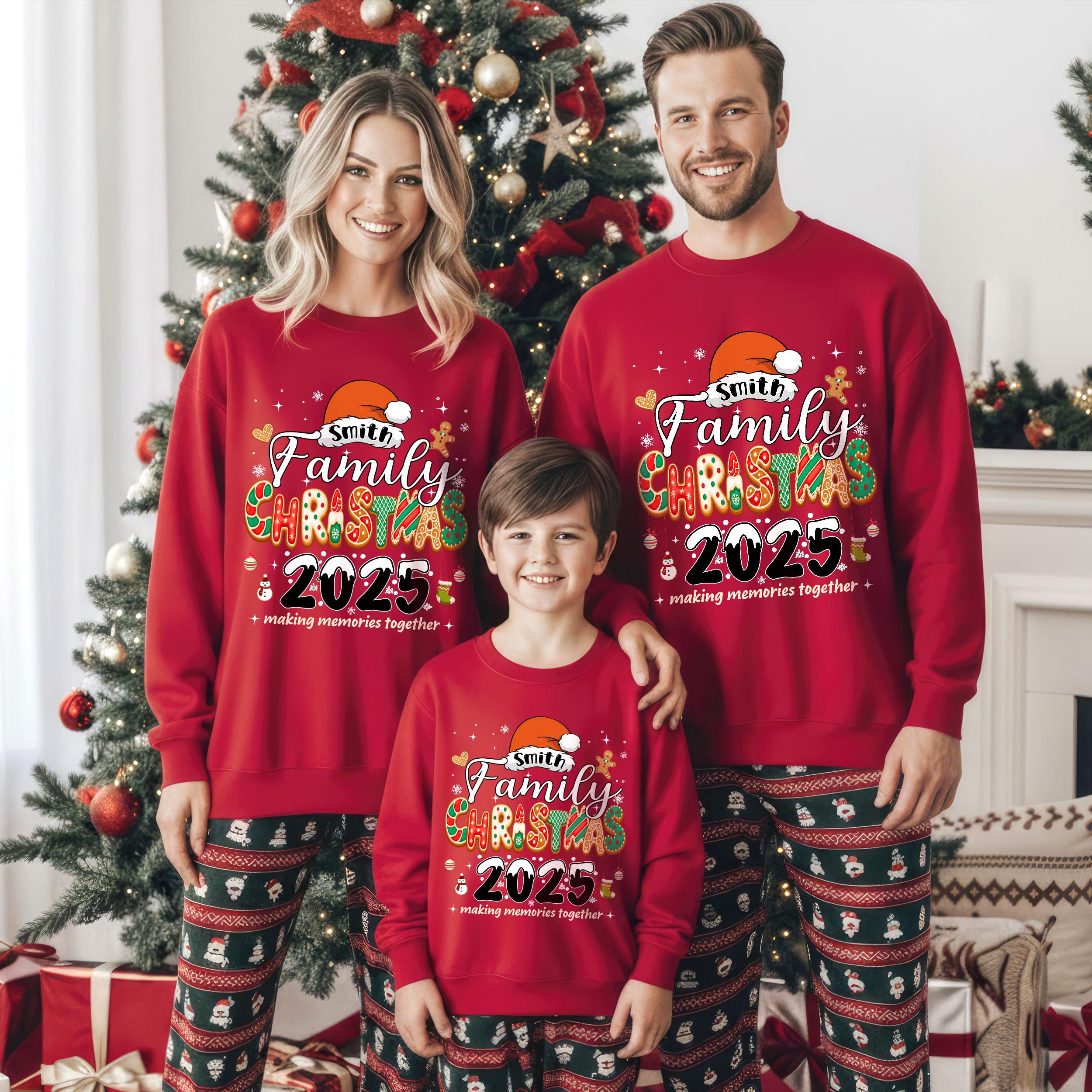 Custom Family Christmas 2025 Shirt Customize Sweater Custom Matching Family Christmas 2025 Shirts Matching Outfit Xmas Squad Santa T-Shirt
