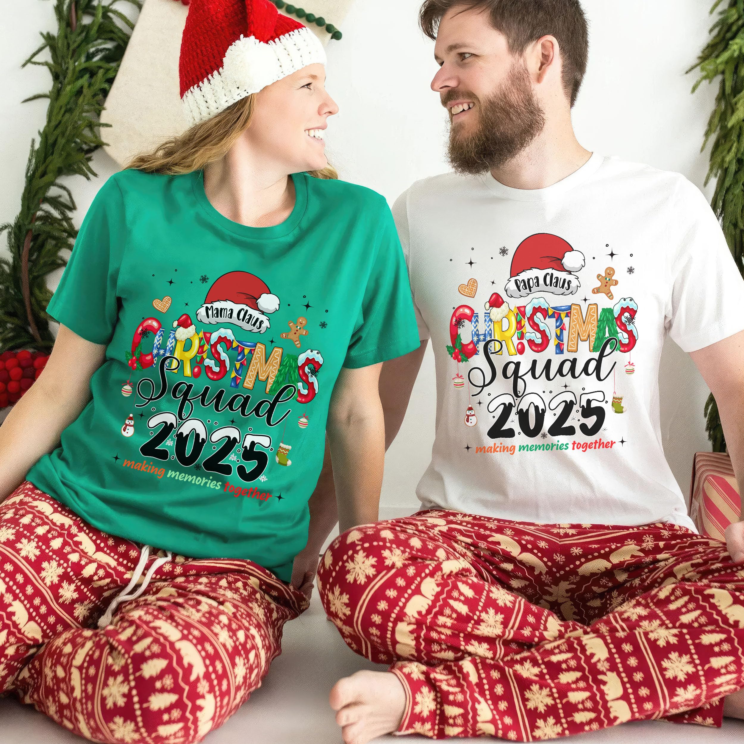 Custom Family Christmas 2025 Shirt Customize Sweater Custom Matching Family Christmas 2025 Shirts Matching Outfit Xmas Squad Santa T-Shirt