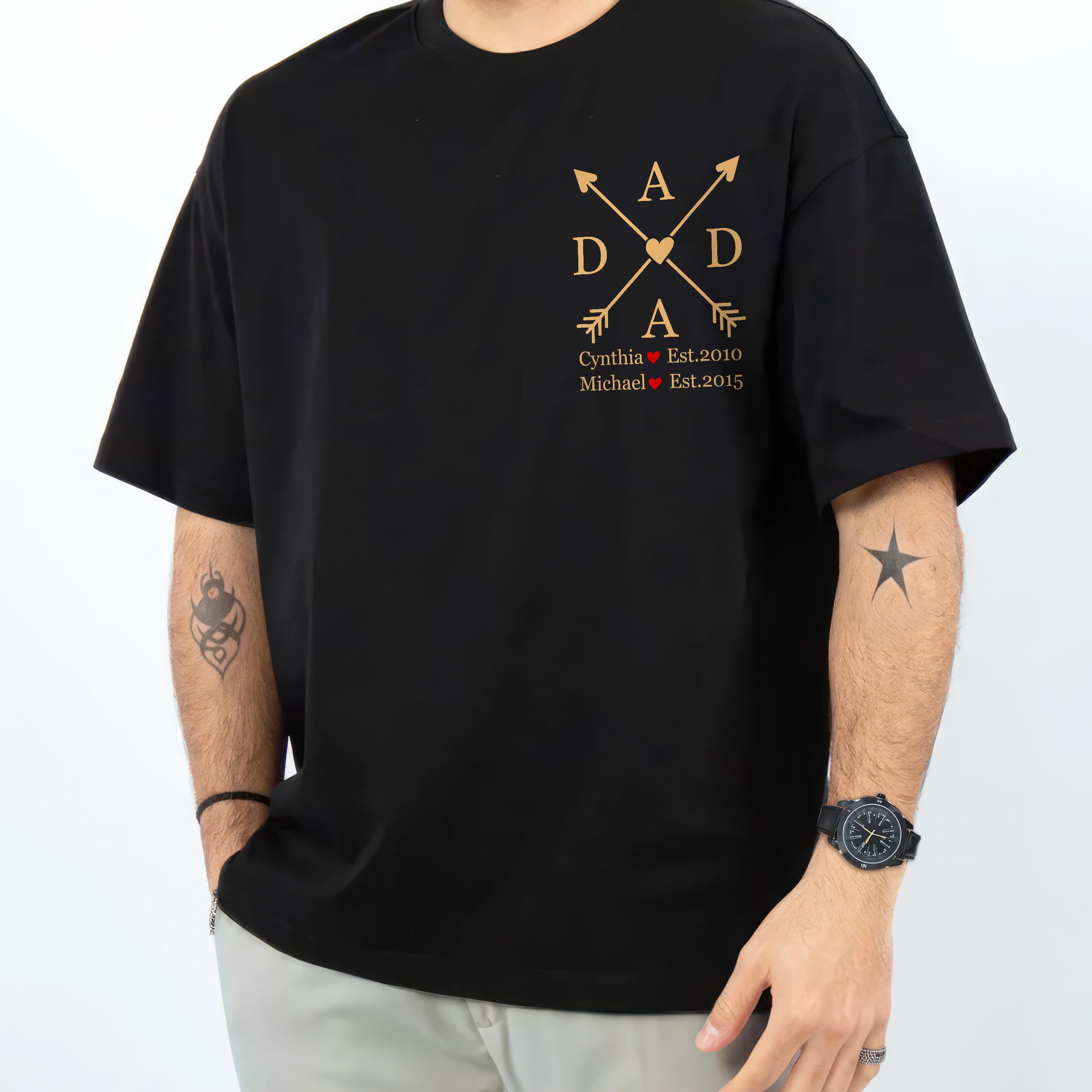 Custom Shirts with Kids Name and Year Papa Shirt Dad's Edition Personalized Gifts Idea for Fathers Day from Daughter and Son