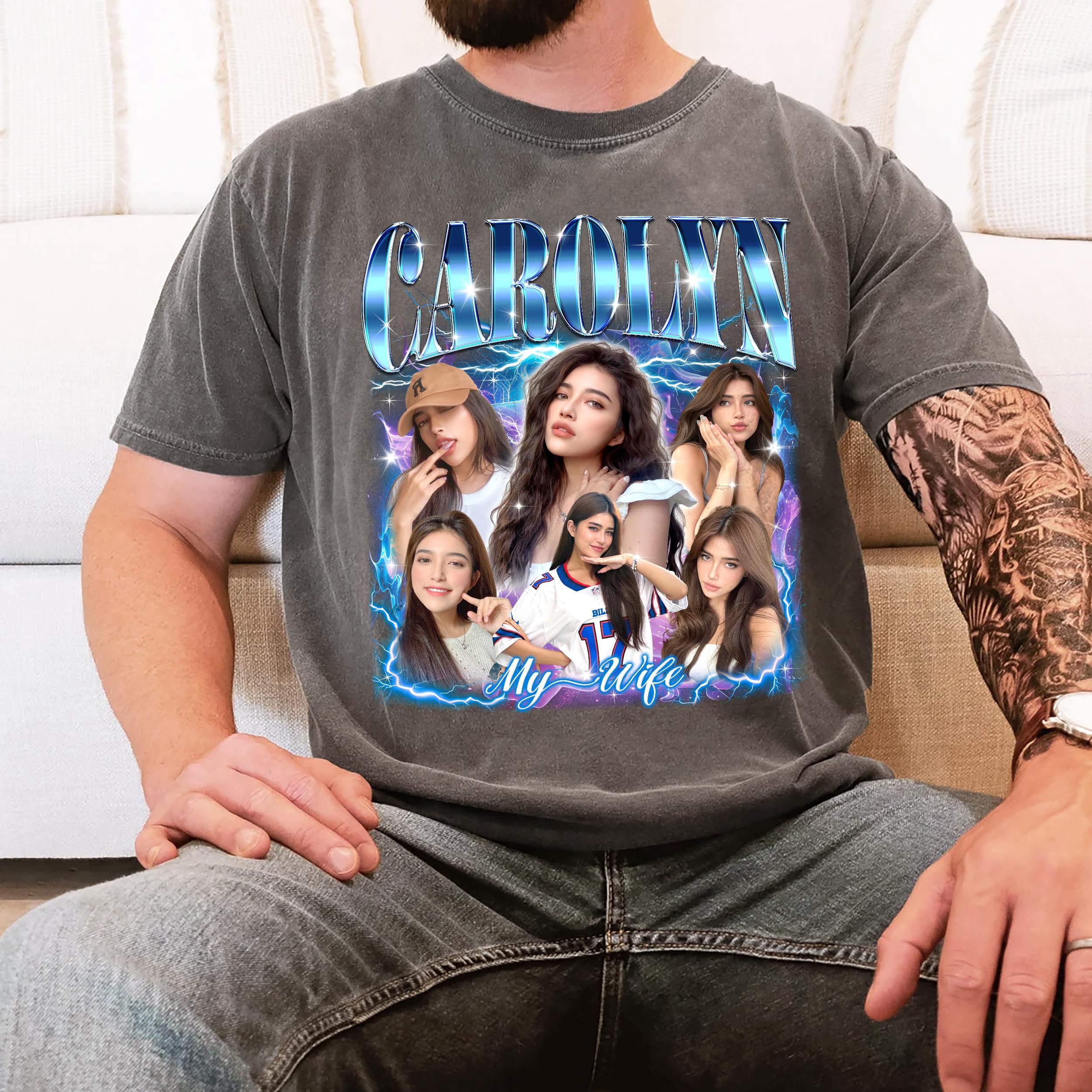 Custom Your Own Bootleg Rap Tee Shirts for Boyfriend Girlfriend Face Shirt Vintage Graphic Shirt with Photo Gift Idea for Valentines and Christmas