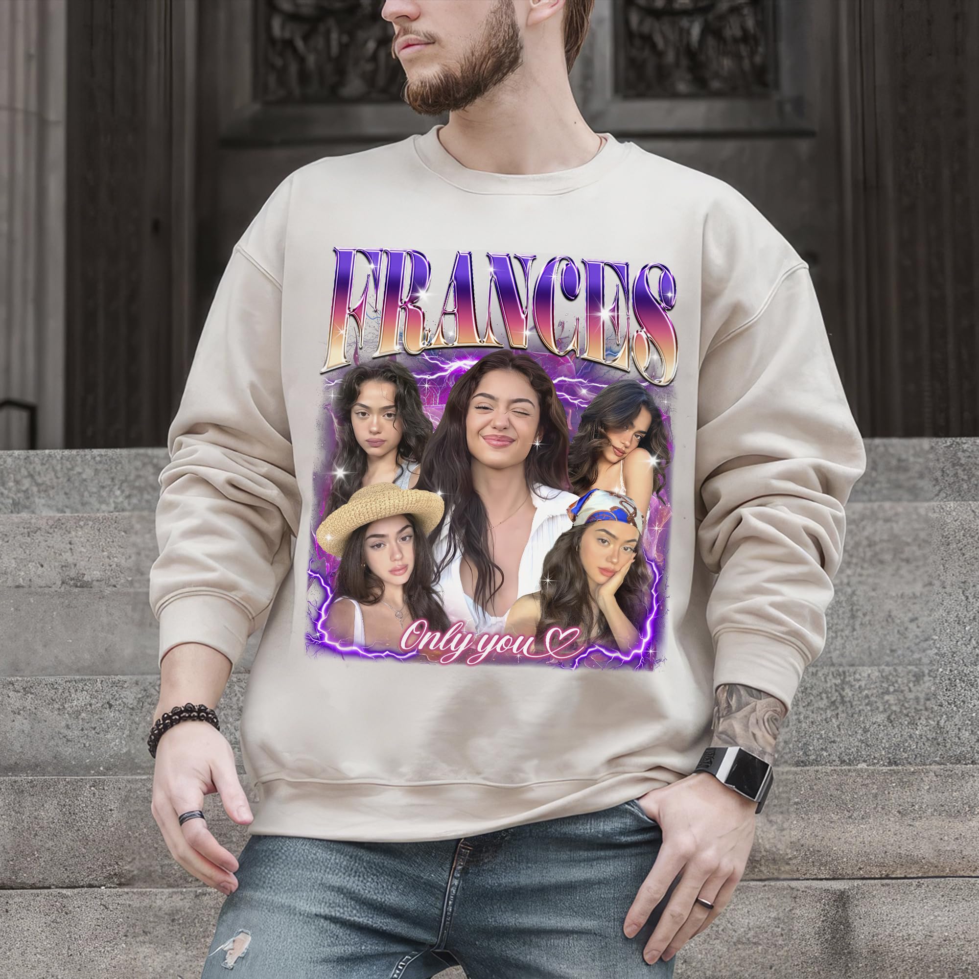 Custom Your Own Bootleg Rap Tee Shirts for Boyfriend Girlfriend Face Shirt Vintage Graphic Shirt with Photo Gift Idea for Valentines and Christmas