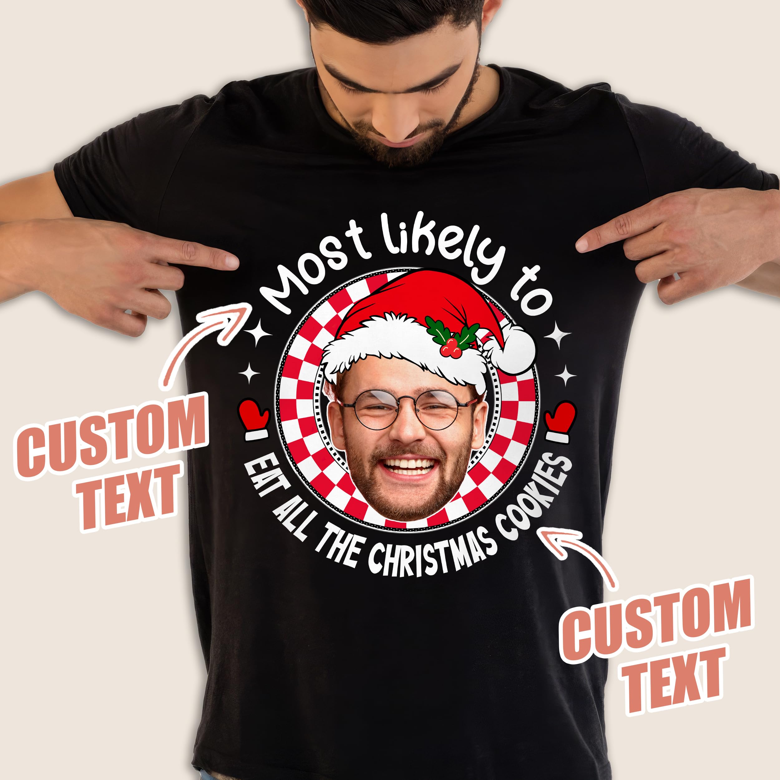 Custom Christmas Shirt Face Ugly Shirt with Photo Customize Christmas Sweater Custom Matching Family Christmas 2025 Shirts for Women Men