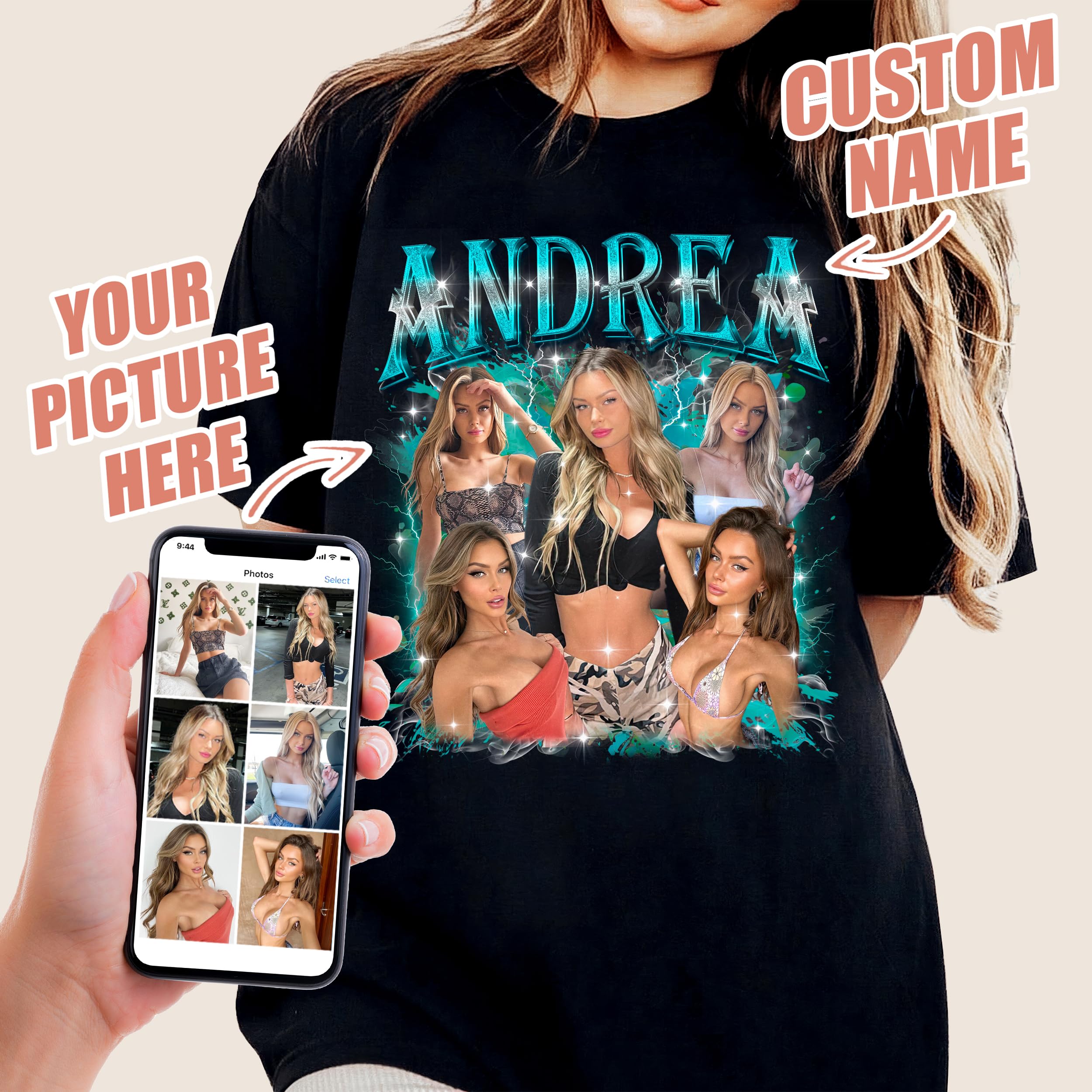 Custom Your Own Bootleg Rap Tee Shirts Girlfriend Face Shirt Custom Vintage Shirt for Boyfriend Custom Graphic Tees Valentine Birthday