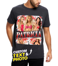 Custom Your Own T Shirts for Boyfriend Girlfriend Shirt Custom Bootleg Rap Tee Vintage Face Shirt with Photo Gift for Christmas and Valentines