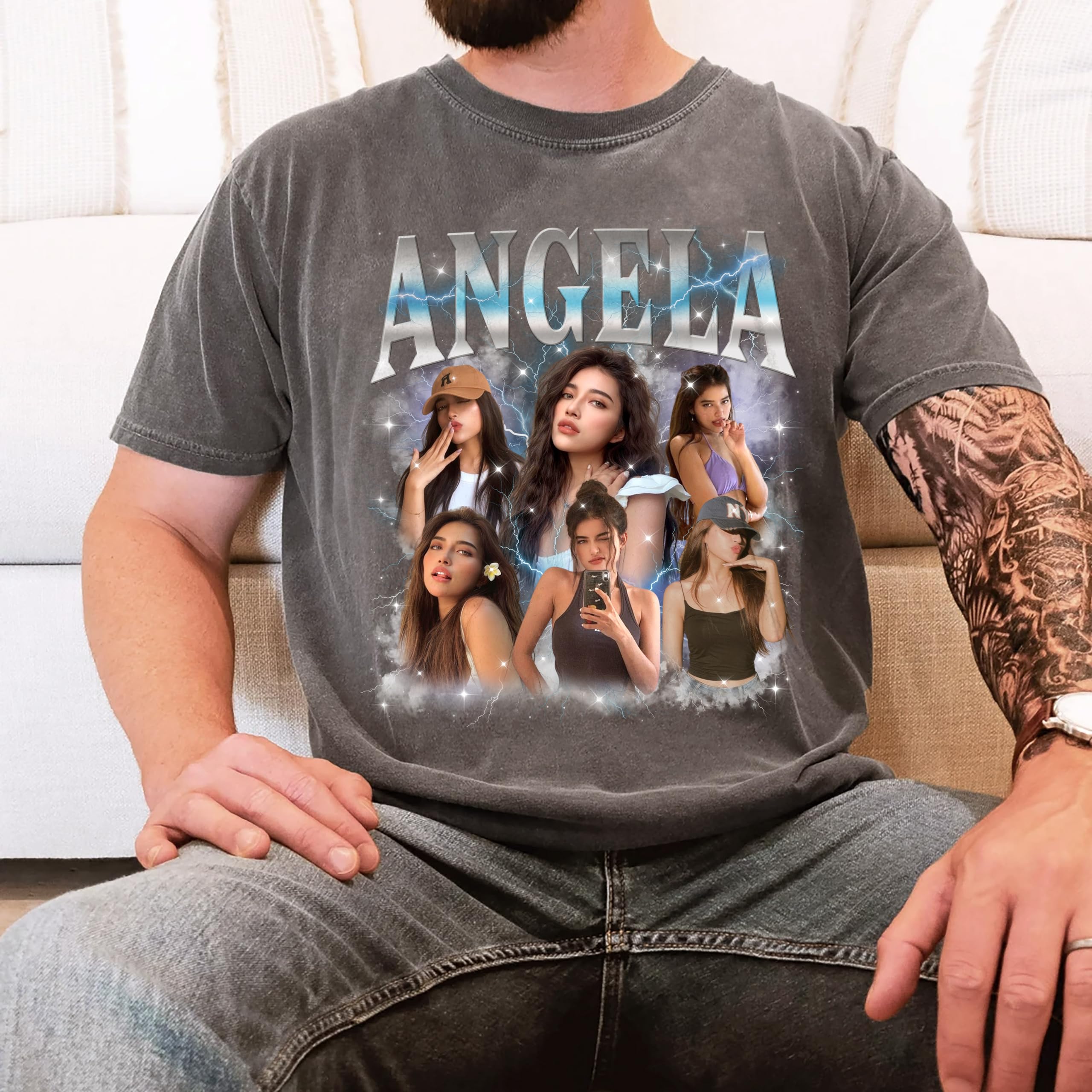 Mit & Mia Custom Bootleg Rap Tee Shirt Girlfriend Face Shirts Custom Vintage Shirt for Boyfriend Girlfriend Graphic Tees Christmas Birthday Gift