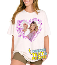 Custom Mom Shirt with Kids Names Customize Tshirt with Photo Shirts for Mama Vintage Tee Heart Mom Shirt Mother's Day Shirts for Women